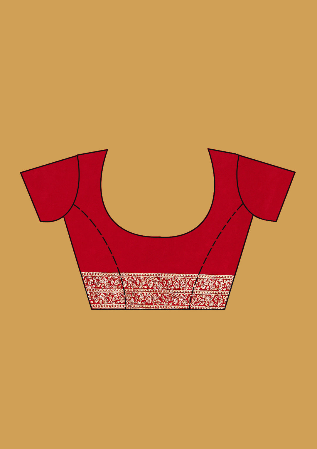 Red Crepe Buti Gold Zariwork Saree With Matching Blouse Piece