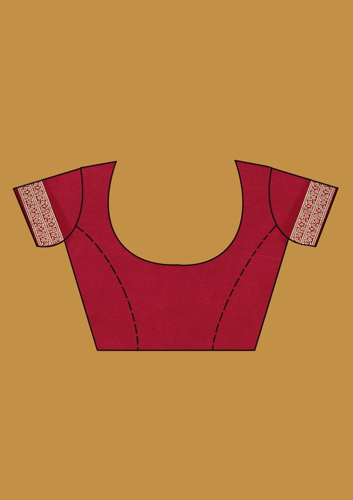 Wine Crepe Buti Gold Zariwork Saree With Matching Blouse Piece