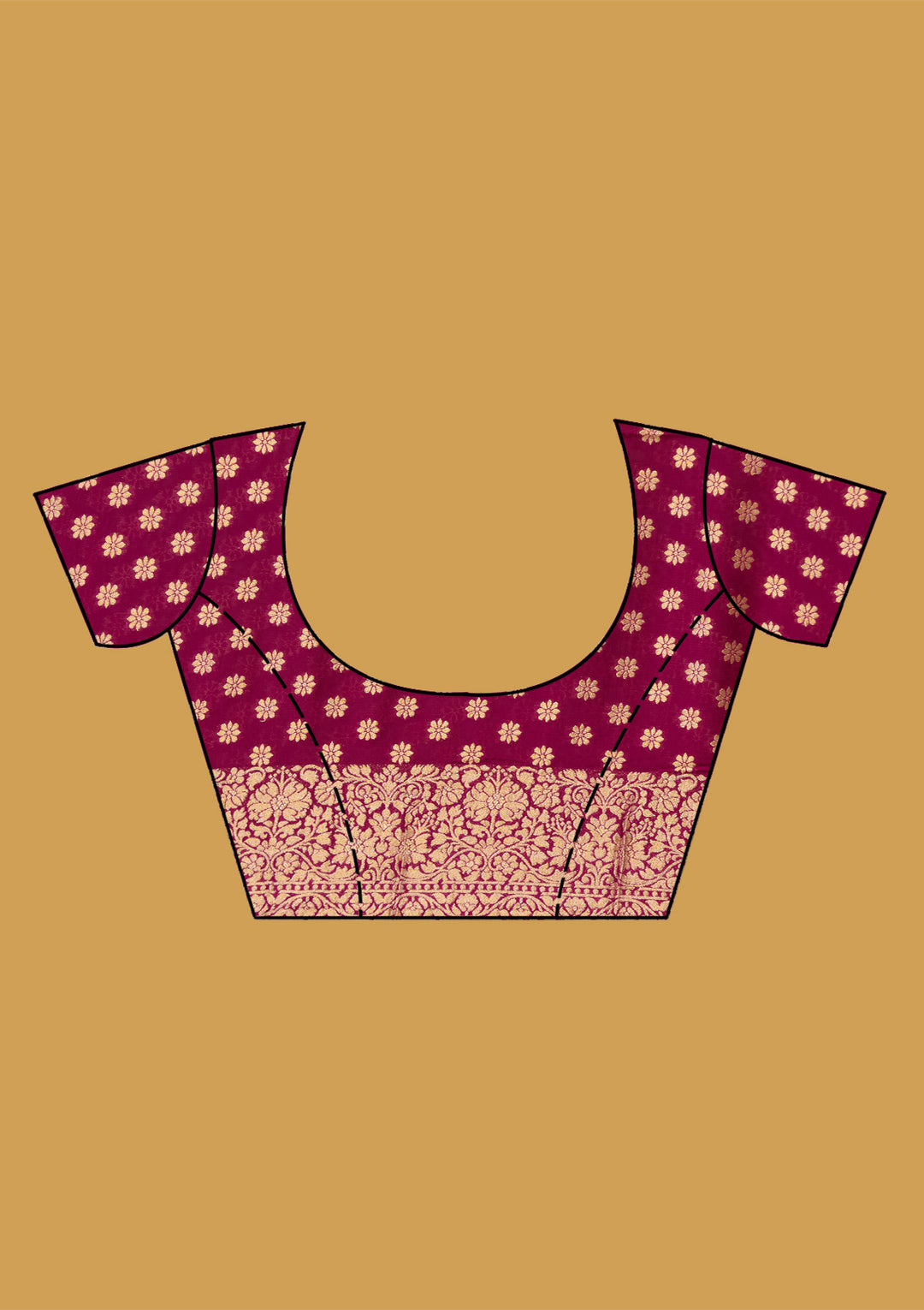 Wine Crepe Jaal Gold Zariwork Saree With Matching Blouse Piece