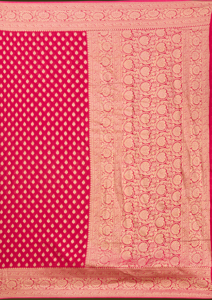 Pink Georgette Buti Zariwork Saree With Matching Blouse Piece
