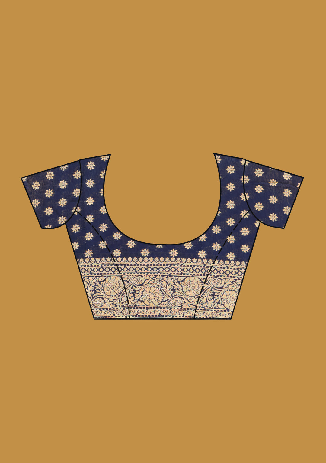 Navy Blue Crepe Jaal Zariwork Saree With Matching Blouse Piece
