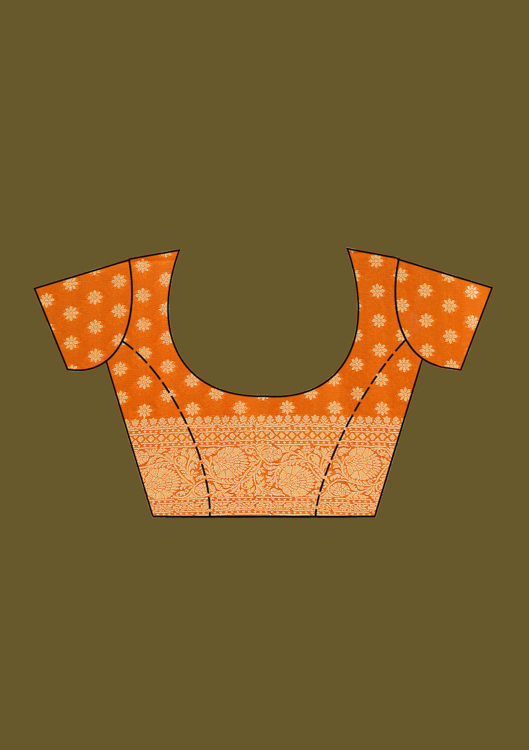 Orange Crepe Jaal Zariwork Saree With Matching Blouse Piece