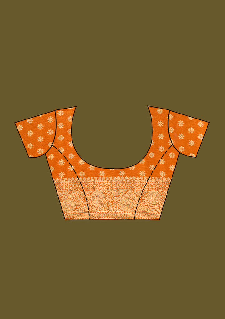 Orange Crepe Jaal Zariwork Saree With Matching Blouse Piece