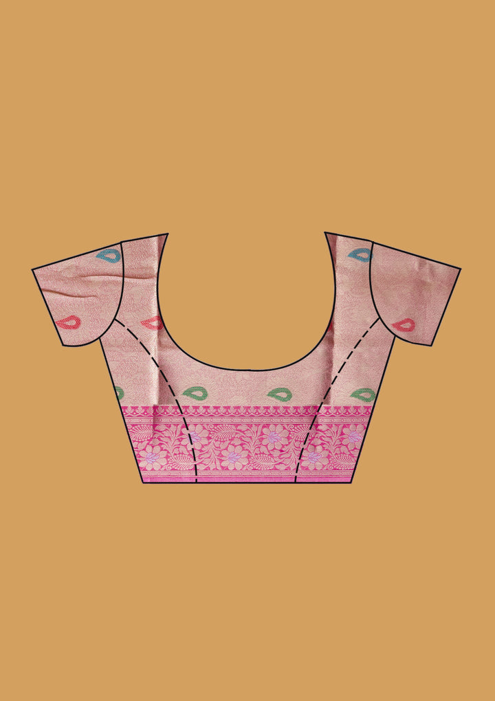 Pink Tissue Jaal Zariwork Saree With Matching Blouse Piece