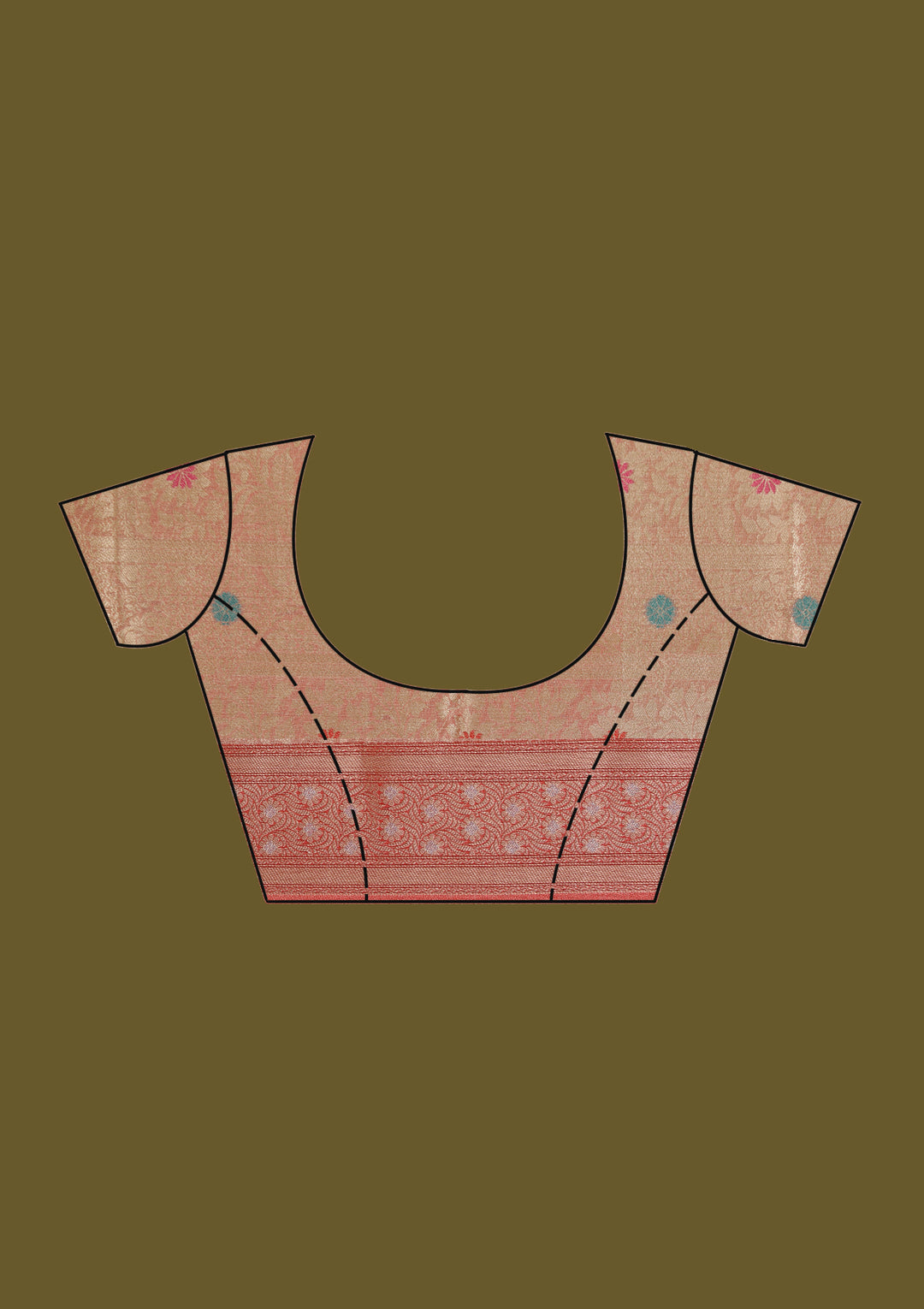 Peach Tissue Jaal Gold Zariwork Saree With Matching Blouse Piece