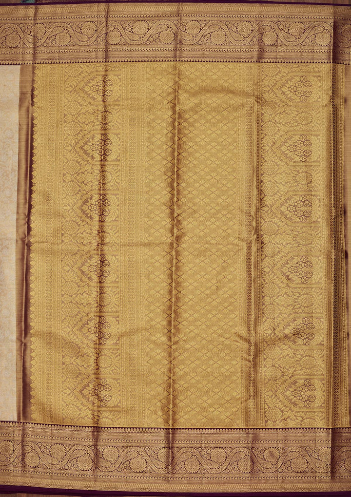 Gold Tissue Jaal Saree With Matching Blouse Piece
