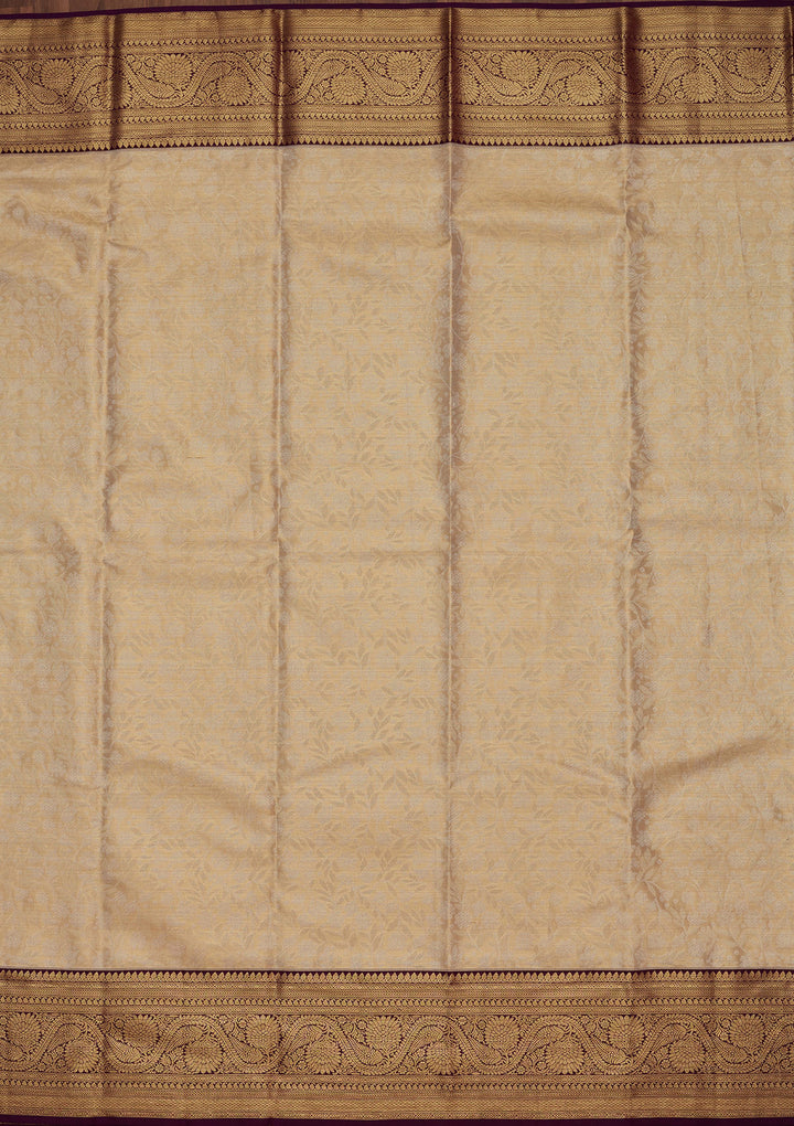 Gold Tissue Jaal Saree With Matching Blouse Piece
