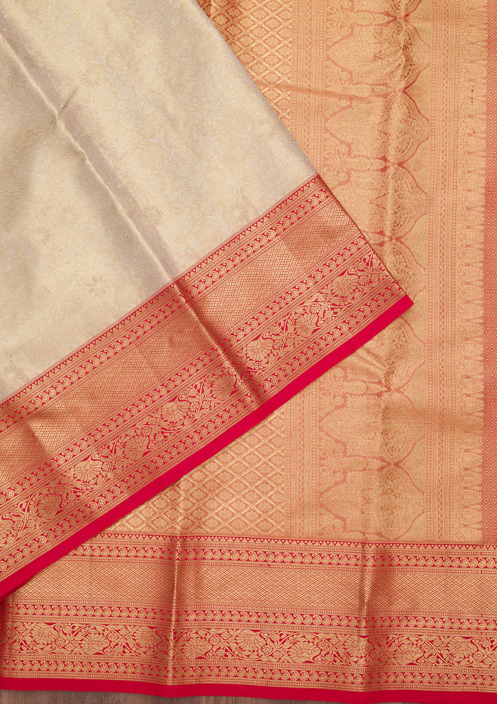 Gold Tissue Jaal Saree With Matching Blouse Piece
