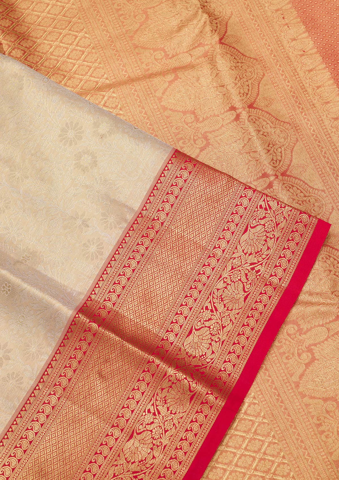 Gold Tissue Jaal Saree With Matching Blouse Piece