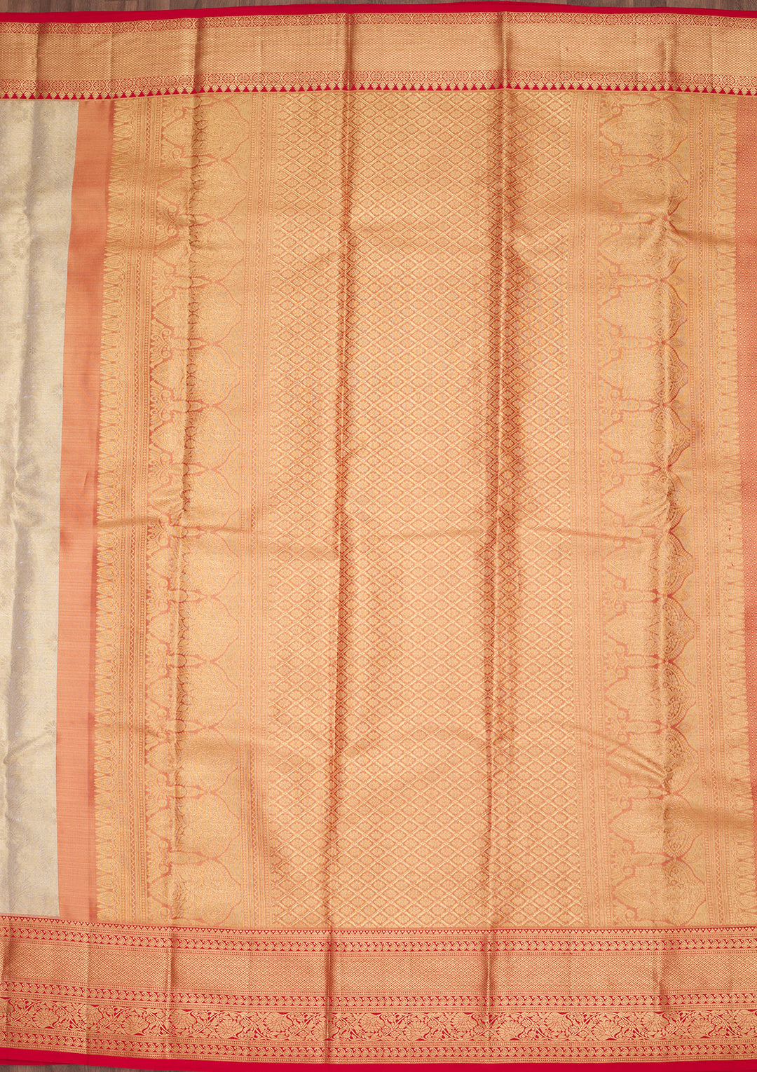 Gold Tissue Jaal Saree With Matching Blouse Piece