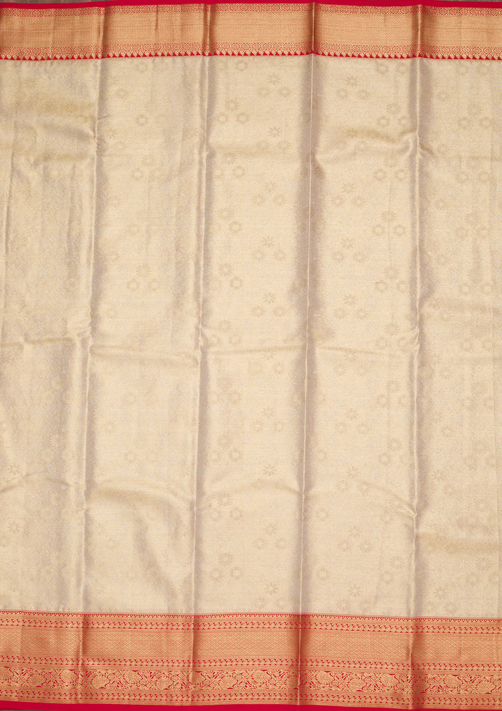 Gold Tissue Jaal Saree With Matching Blouse Piece