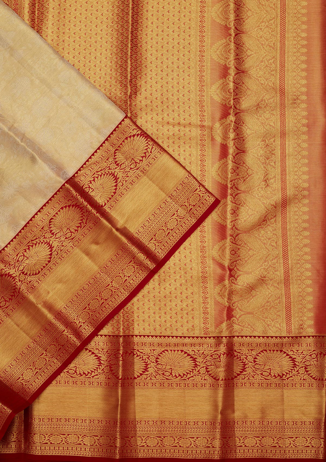 Gold Tissue Jaal Saree With Matching Blouse Piece