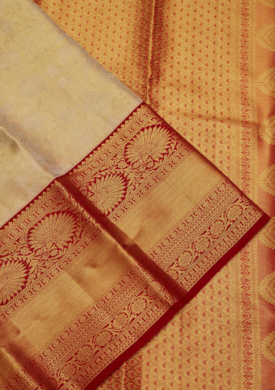 Gold Tissue Jaal Saree With Matching Blouse Piece