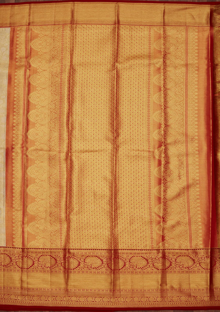 Gold Tissue Jaal Saree With Matching Blouse Piece