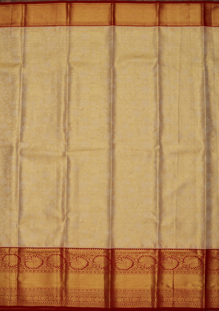 Gold Tissue Jaal Saree With Matching Blouse Piece