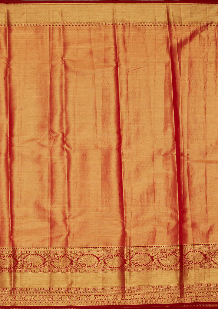 Gold Tissue Jaal Saree With Matching Blouse Piece