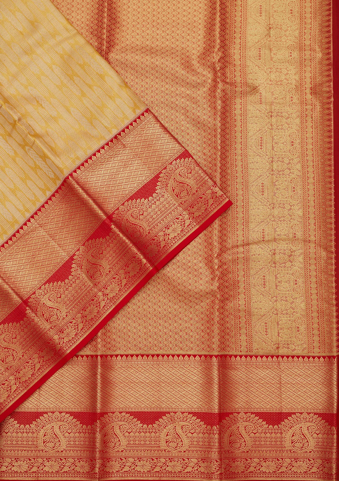 Yellow Silk Jaal Saree With Matching Blouse Piece