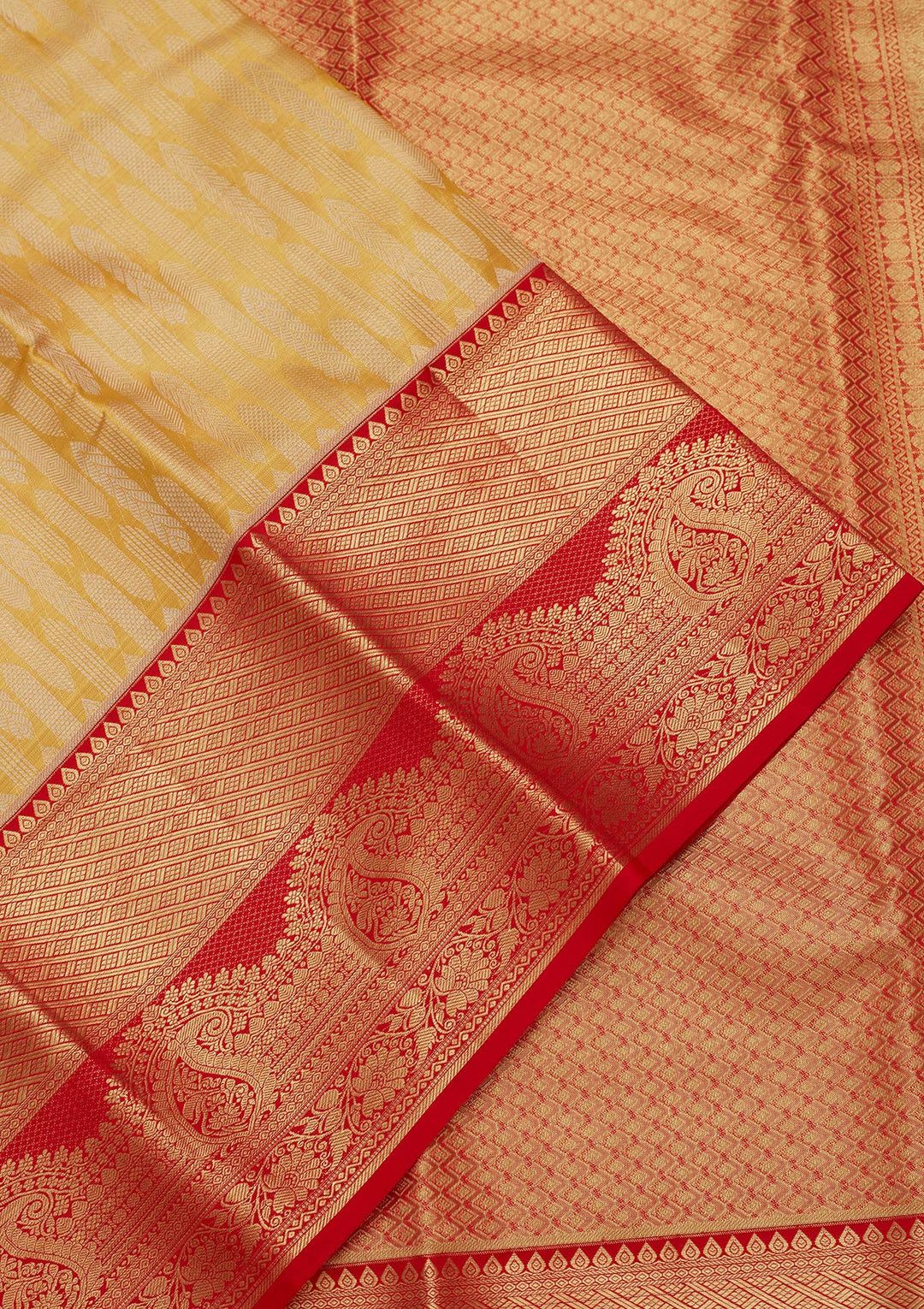 Yellow Silk Jaal Saree With Matching Blouse Piece