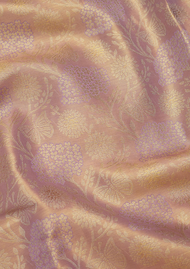 Mauve Silk Jaal Saree With Matching Blouse Piece