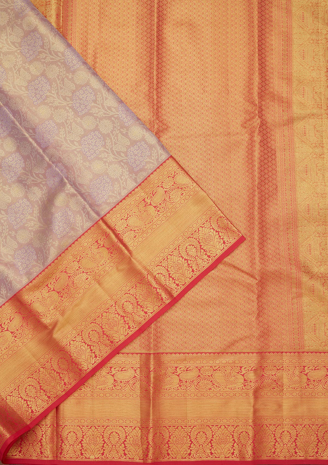 Mauve Silk Jaal Saree With Matching Blouse Piece