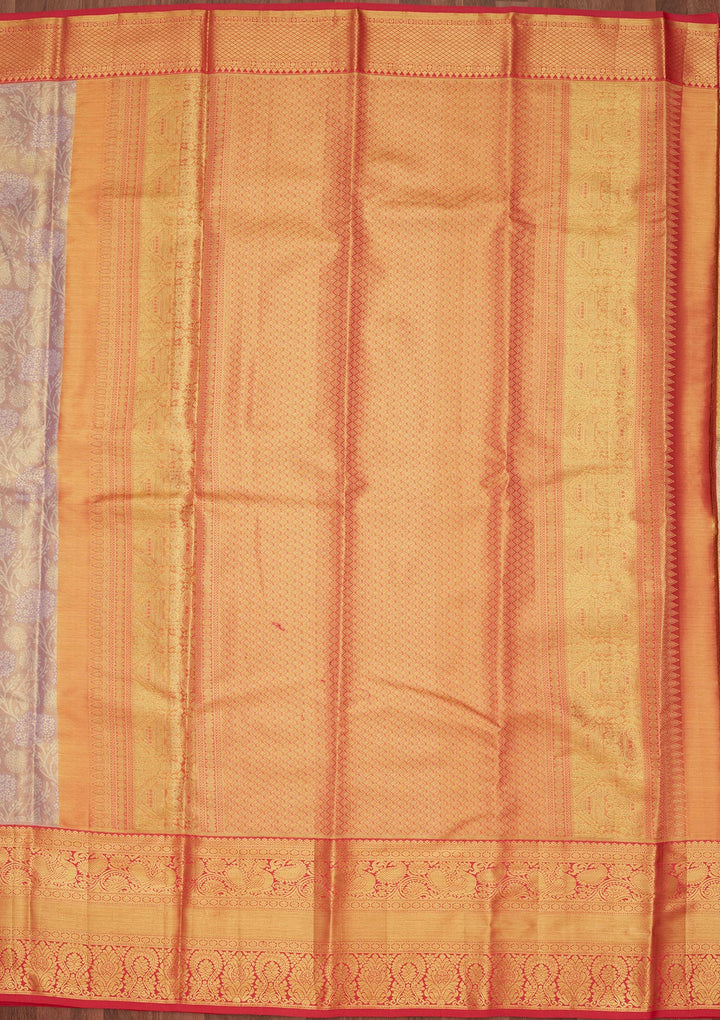 Mauve Silk Jaal Saree With Matching Blouse Piece