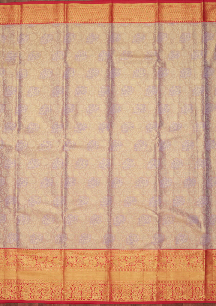 Mauve Silk Jaal Saree With Matching Blouse Piece