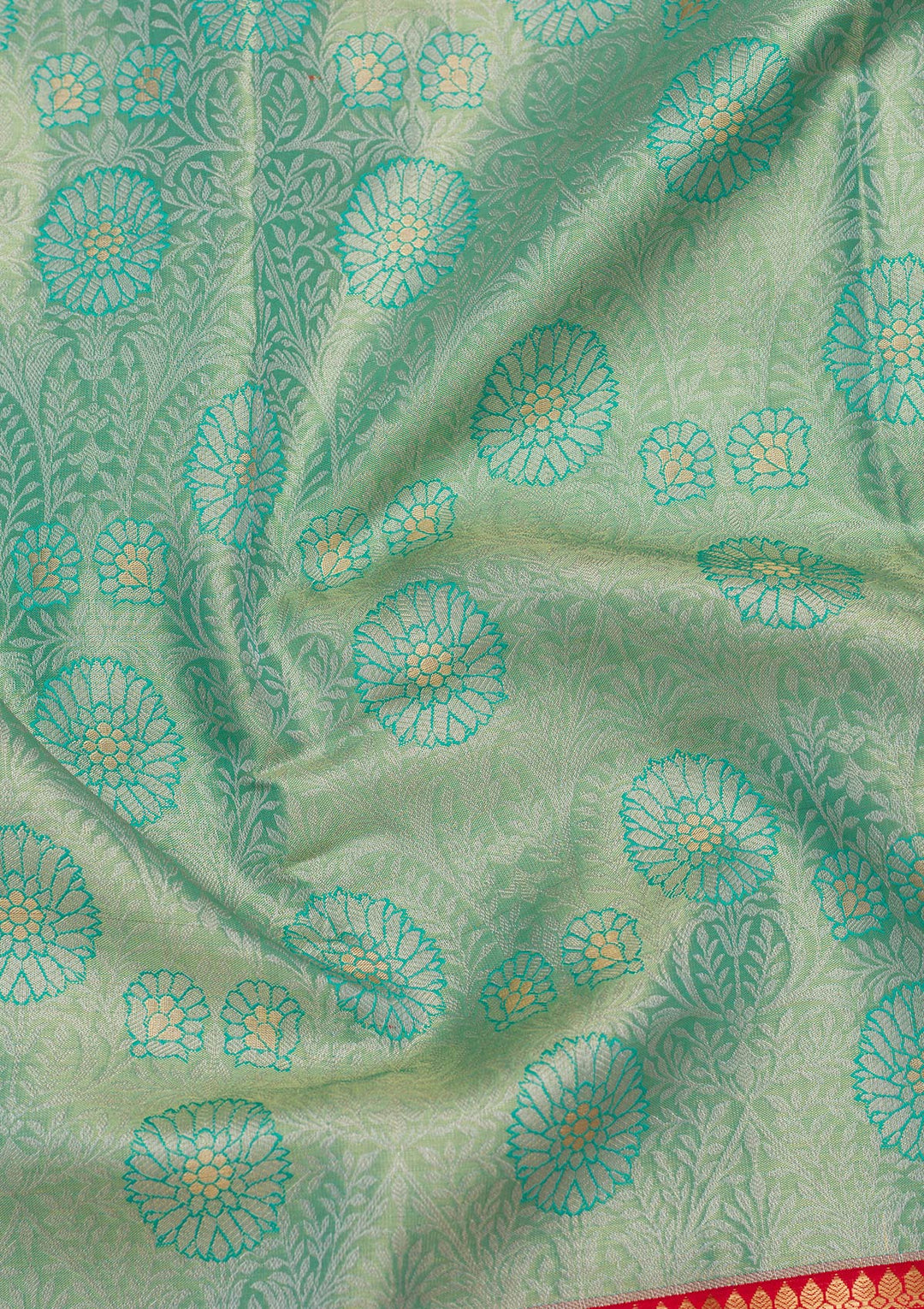 Sea Green Silk Jaal Saree With Matching Blouse Piece