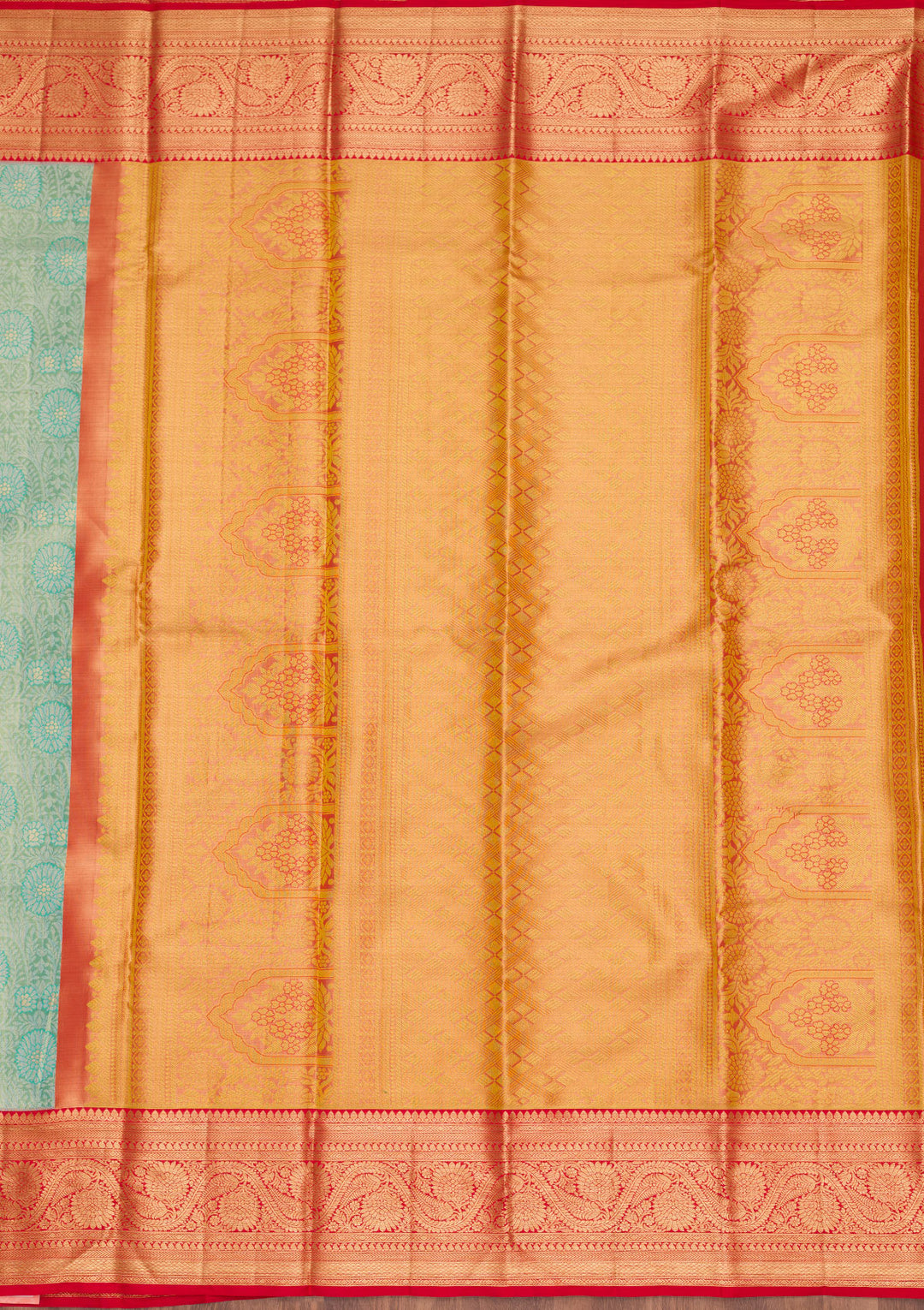 Sea Green Silk Jaal Saree With Matching Blouse Piece