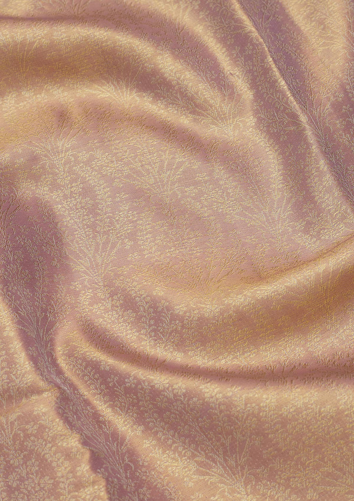 Mauve Tissue Jaal Saree With Matching Blouse Piece