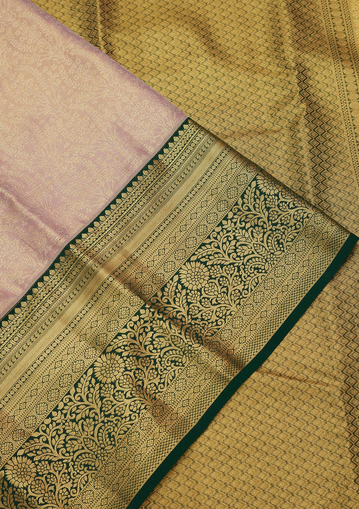 Mauve Tissue Jaal Saree With Matching Blouse Piece