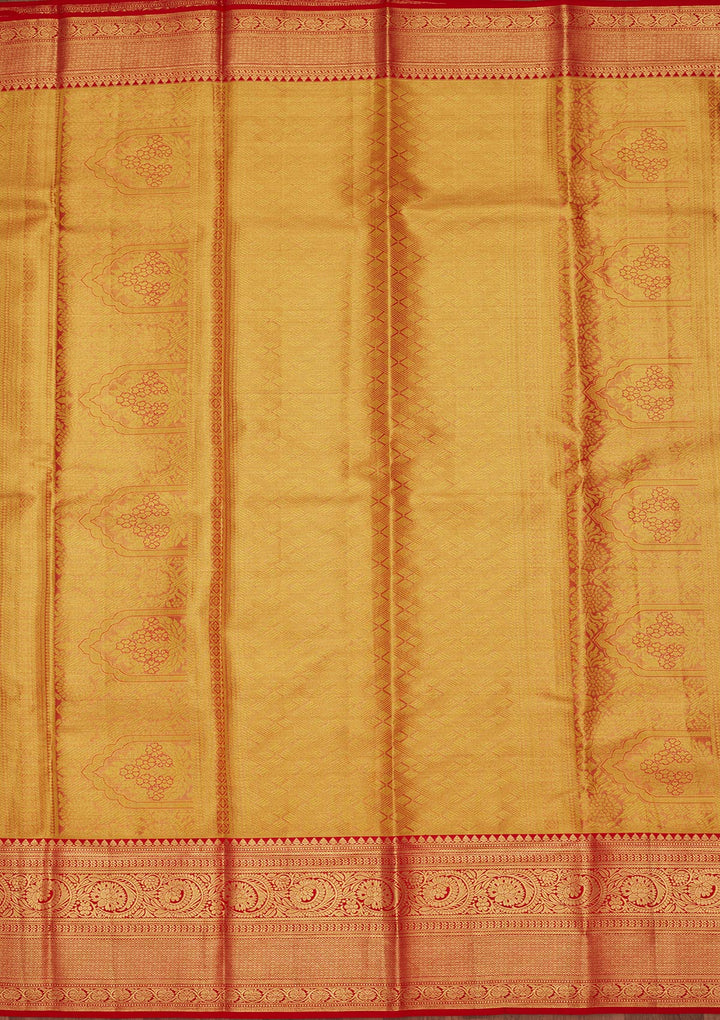 Rama Green Silk Jaal Saree With Matching Blouse Piece