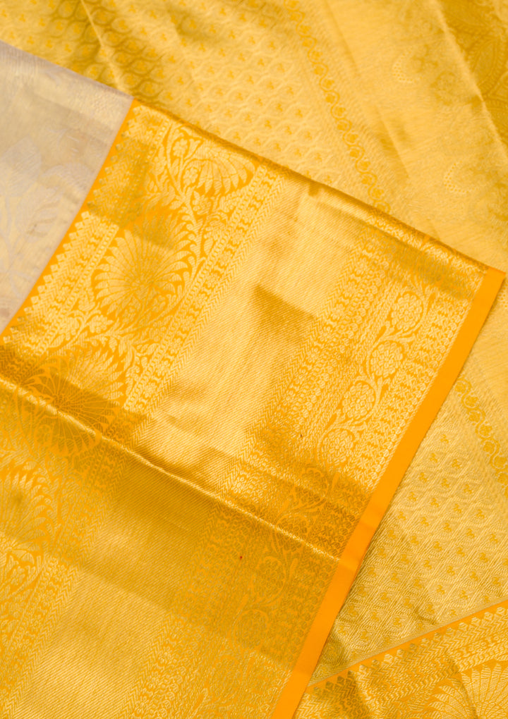 Gold Tissue Jaal Saree With Matching Blouse Piece