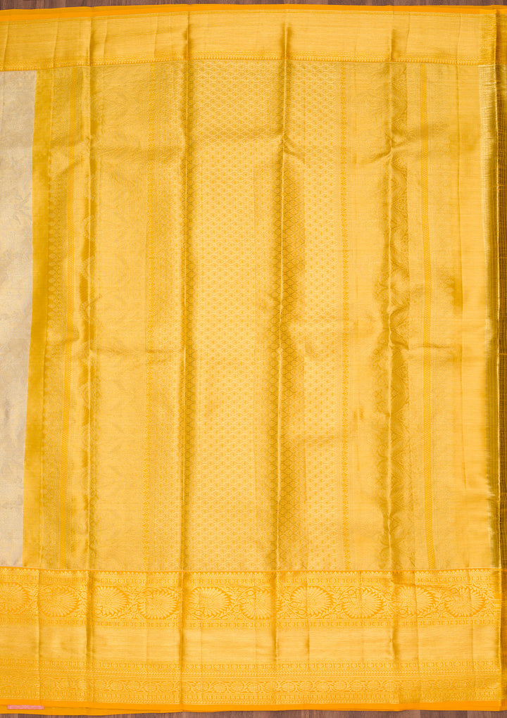 Gold Tissue Jaal Saree With Matching Blouse Piece