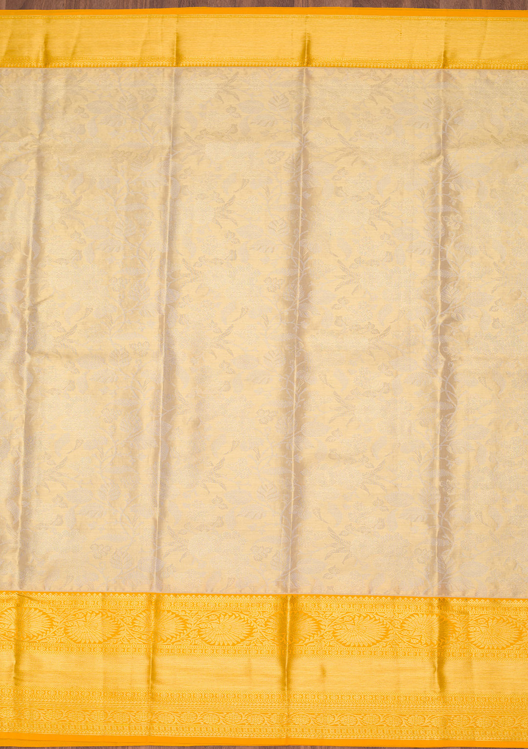 Gold Tissue Jaal Saree With Matching Blouse Piece