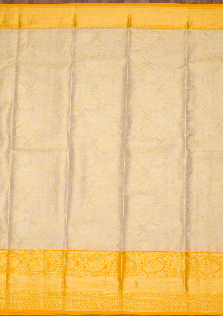 Gold Tissue Jaal Saree With Matching Blouse Piece