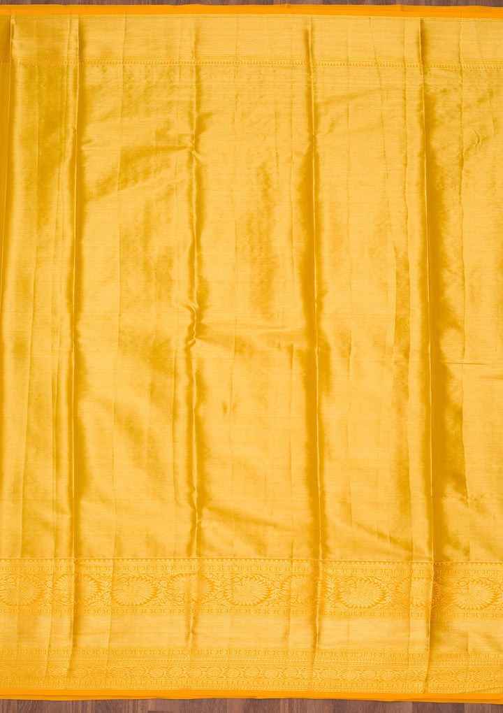 Gold Tissue Jaal Saree With Matching Blouse Piece