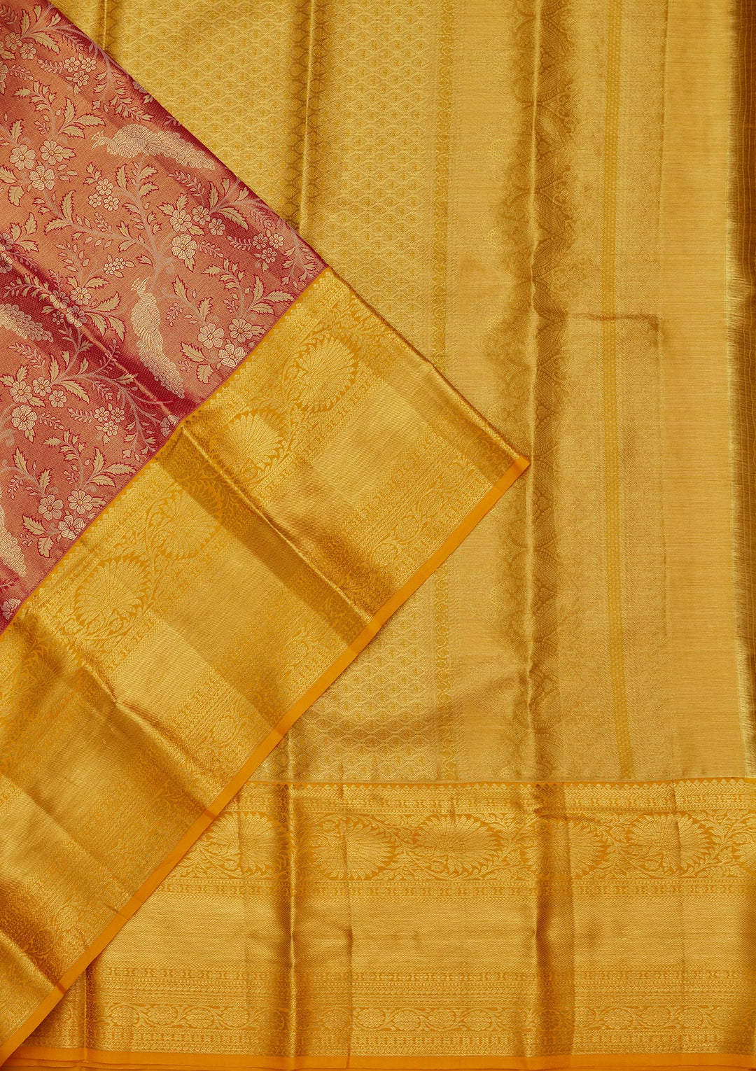 Rust Silk Jaal Saree With Matching Blouse Piece