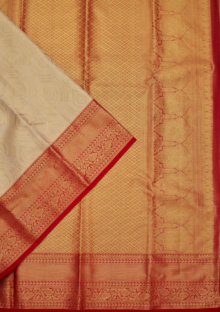 Gold Tissue Jaal Saree With Matching Blouse Piece