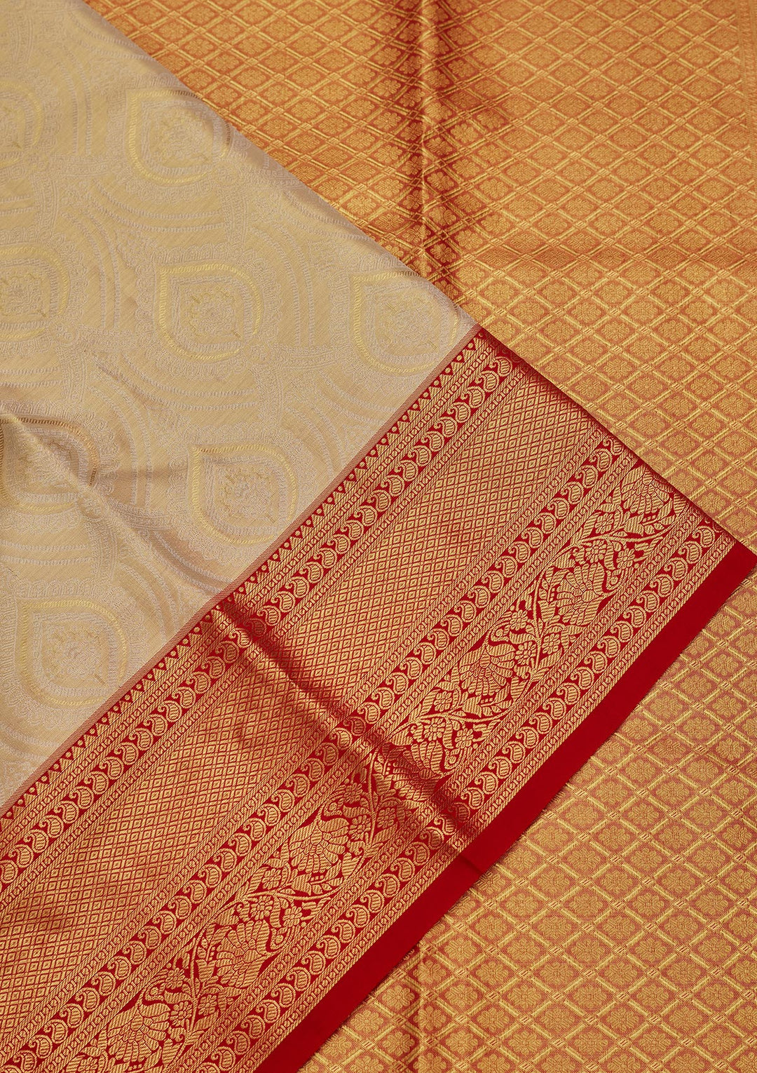 Gold Tissue Jaal Saree With Matching Blouse Piece