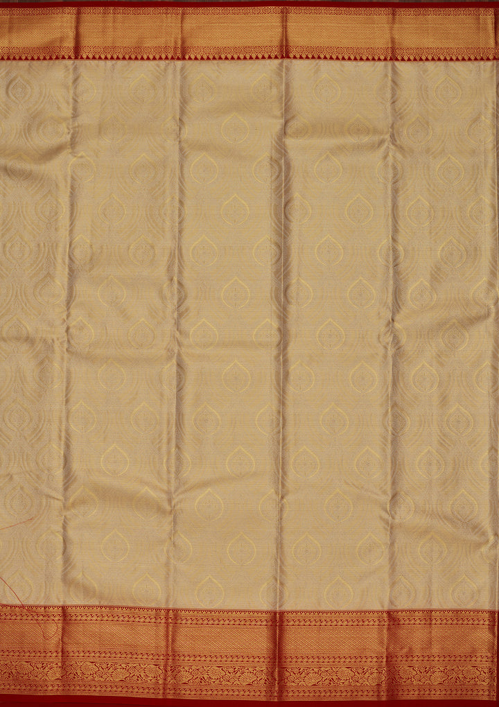Gold Tissue Jaal Saree With Matching Blouse Piece