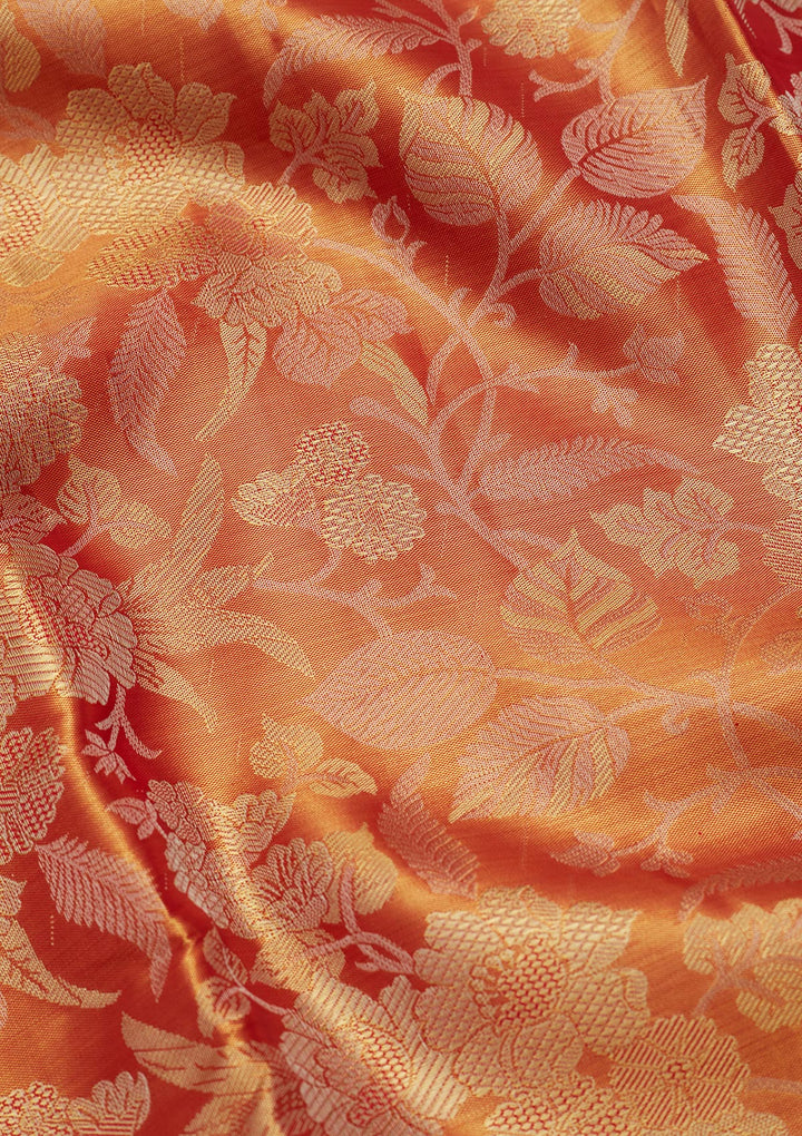 Rust Zariwork Tissue Silk Saree