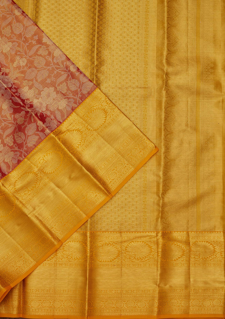 Rust Zariwork Tissue Silk Saree