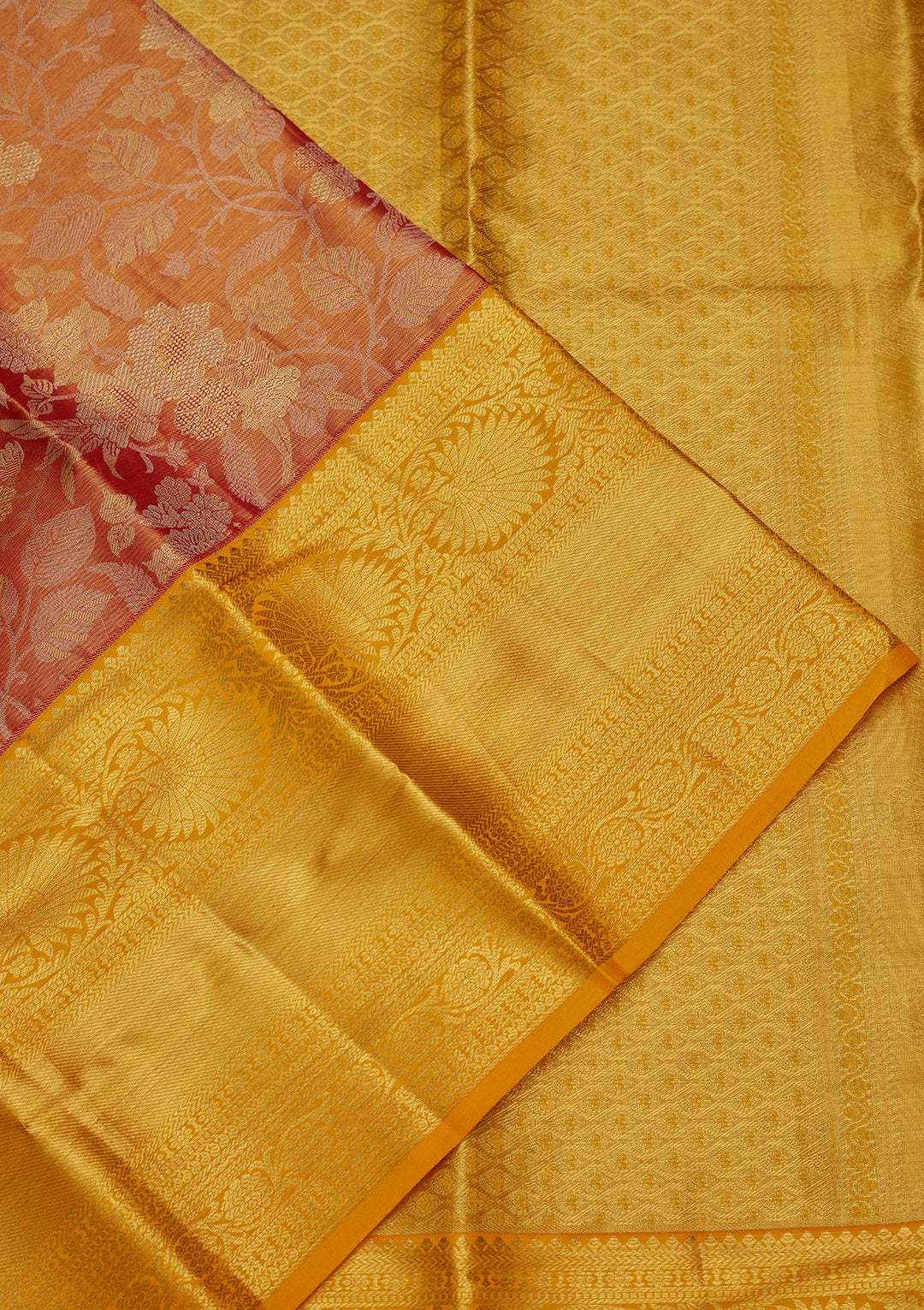 Rust Zariwork Tissue Silk Saree