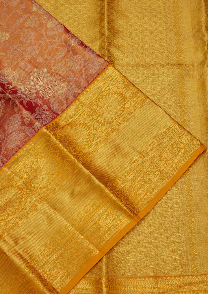 Rust Zariwork Tissue Silk Saree