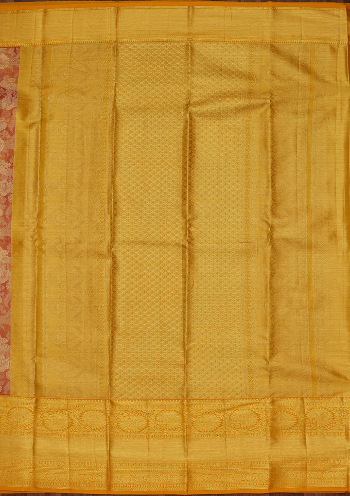 Rust Zariwork Tissue Silk Saree
