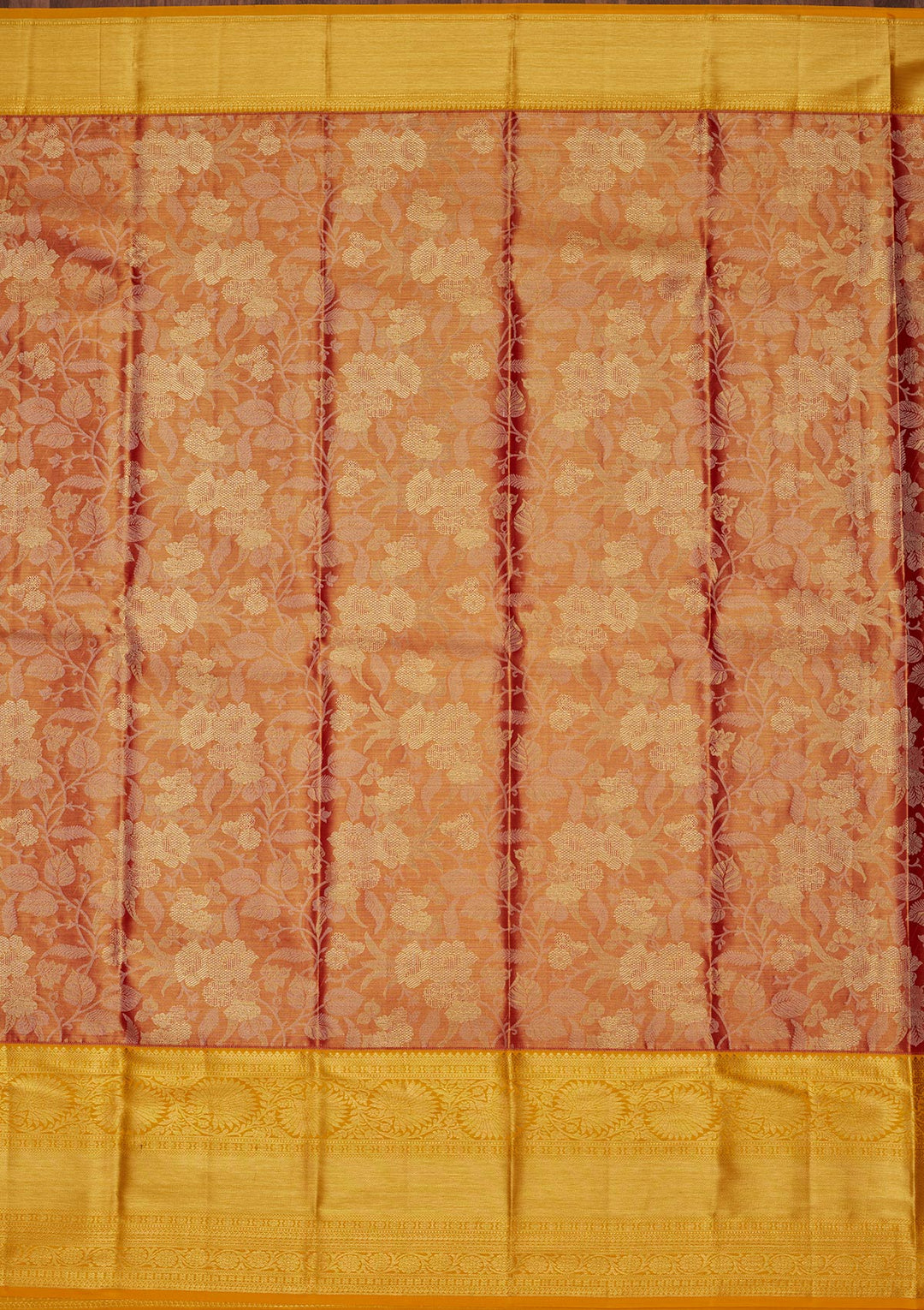 Rust Zariwork Tissue Silk Saree