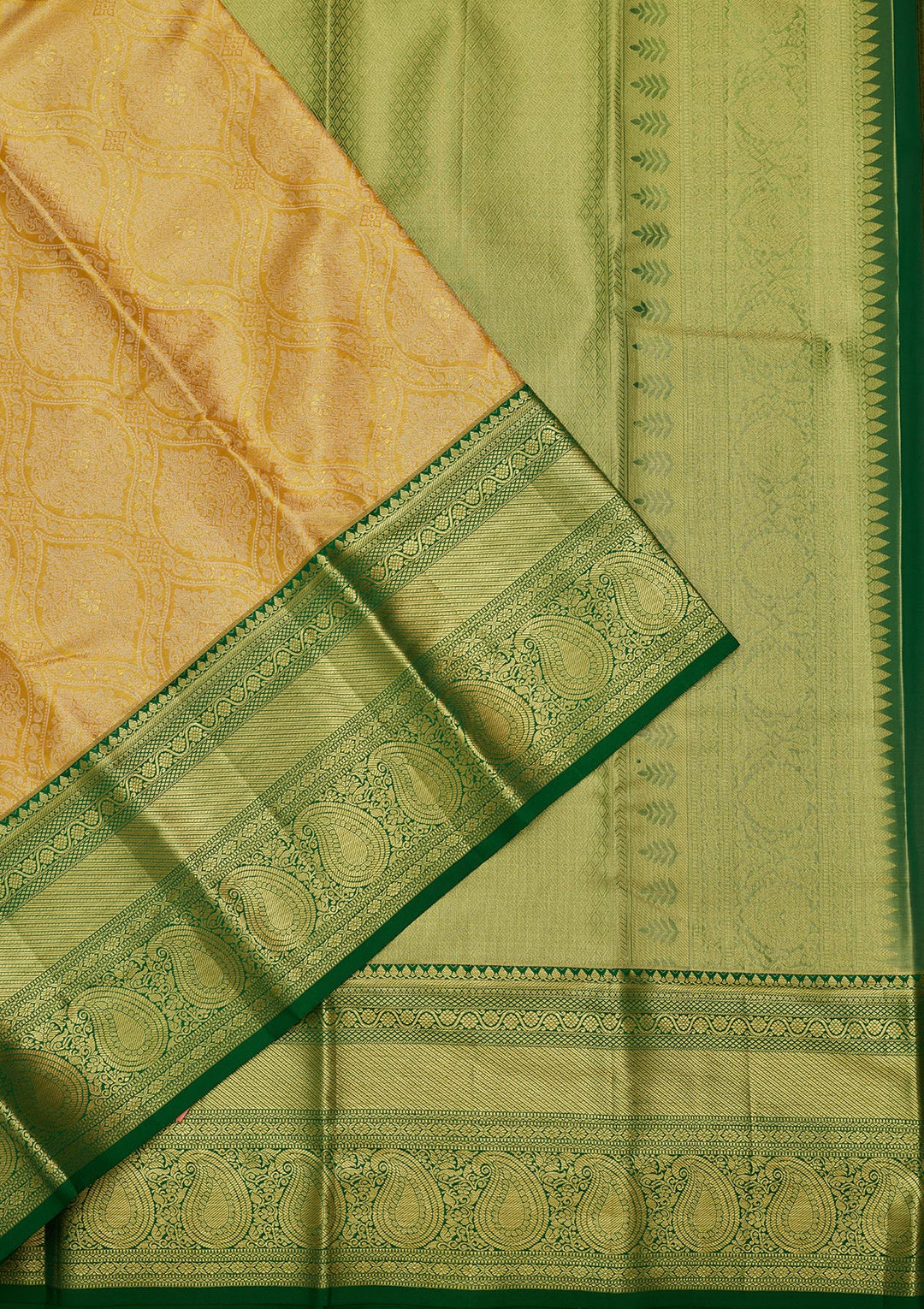 Lemon Yellow Tissue Jaal Saree With Matching Blouse Piece