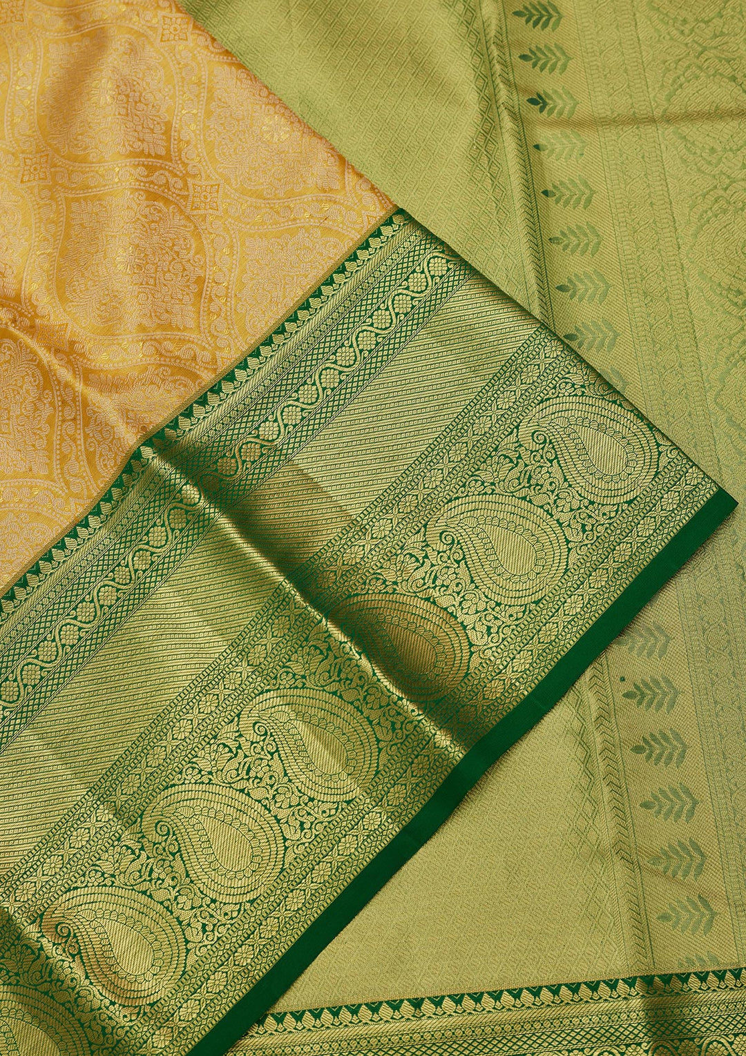 Lemon Yellow Tissue Jaal Saree With Matching Blouse Piece