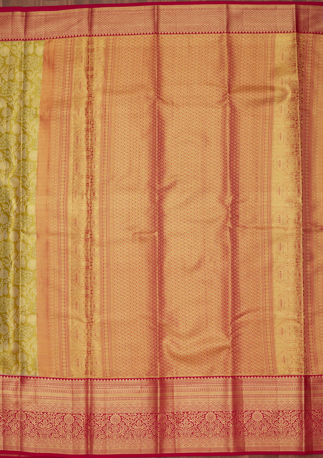 Mehendi Green Silk Jaal Saree With Matching Blouse Piece