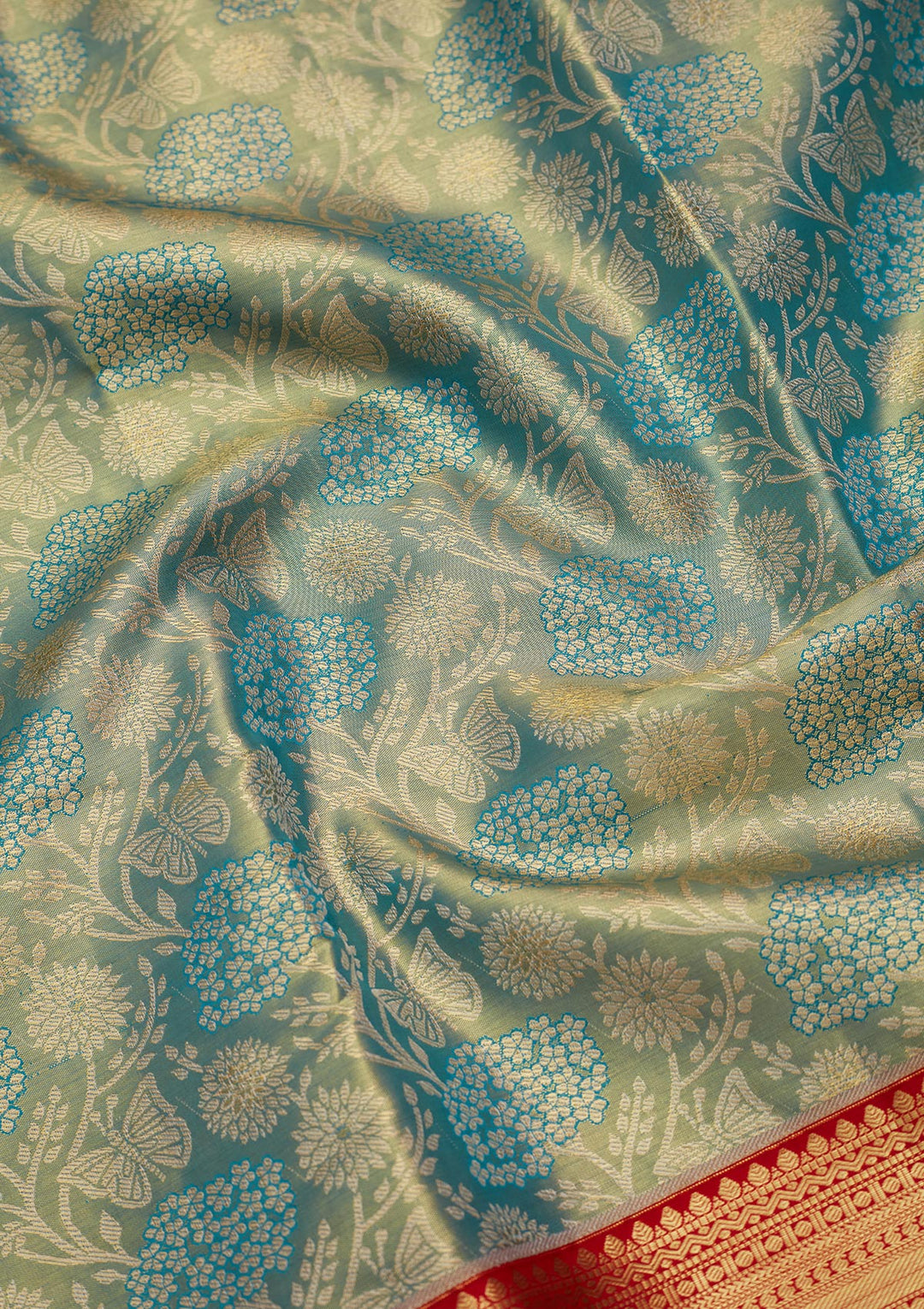 Sky Blue Silk Jaal Saree With Matching Blouse Piece